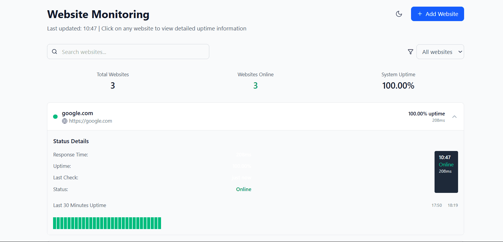 Monitr dashboard preview
